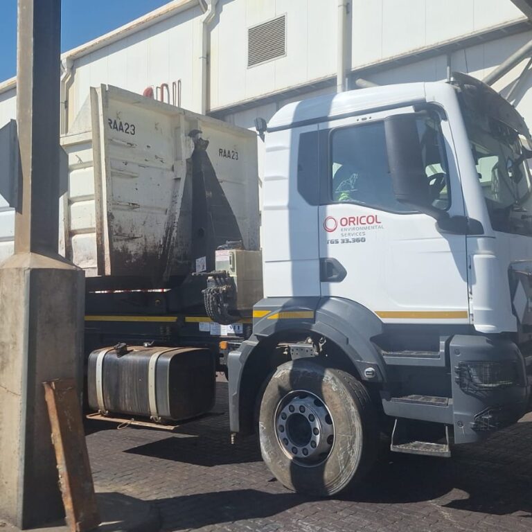 Oricol truck collecting food waste for diversion from McCain Foods production site