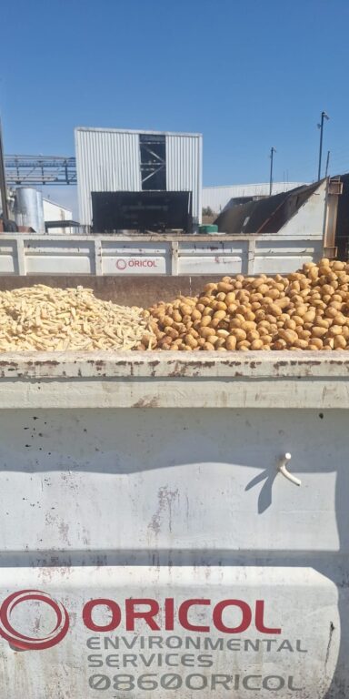 Potato food waste collected for diversion to certified livestock farmers under Oricol's food waste programme